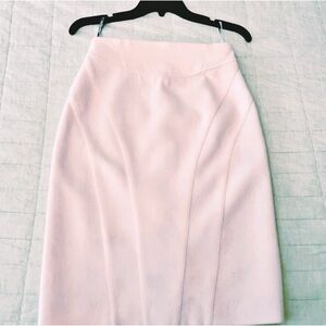 Thierry Mugler Couture Baby Pink Wool & Cashmere Midi Skirt W/ Back Slit